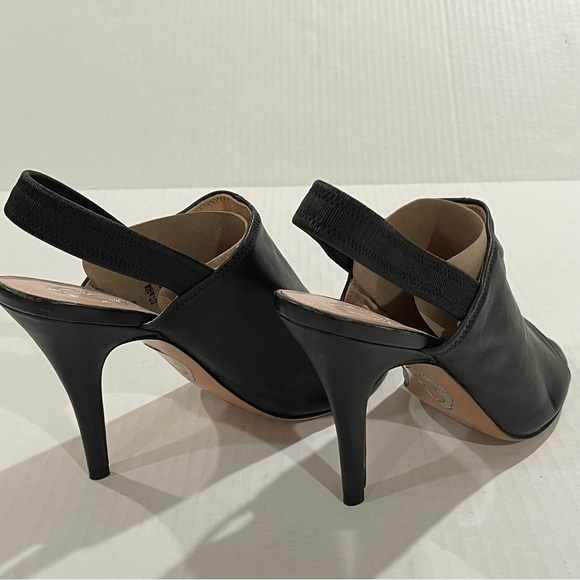 Elie Tahari Leather Slingback | Black Shoes | Peep Toe Heels 40-1/2 | NWOB - Picture 2 of 5